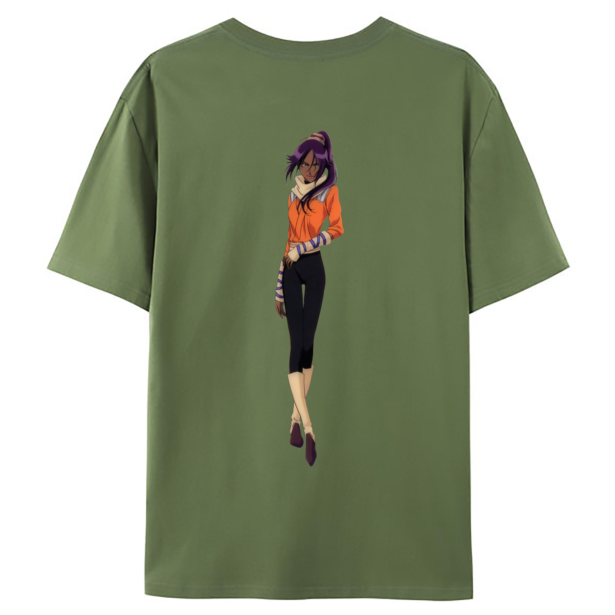 （画像用） ブリーチ 四楓院 夜一（しほういん よるいち） BLEACH Shihouin Yoruichi 綿100％ メンズ半袖Tシャツ（バックプリント） 通気性